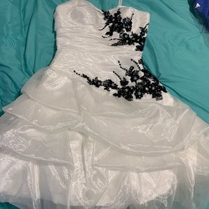 Camille La Vie White Strapless Prom Dress (Size 8)